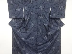 菊模様織出し本場泥大島紬着物（9マルキ）